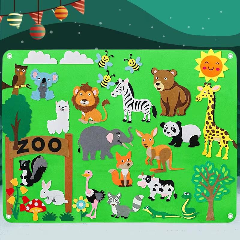 Felt story boards children early educational science learning board infant training game Montessori cute animal toys for kids
