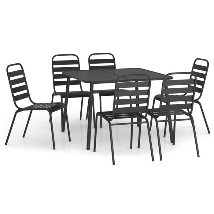 VidaXL Ensemble à manger de jardin 7 pcs anthracite acier, ensemble de salle à manger, ensemble de salle à manger 3187990