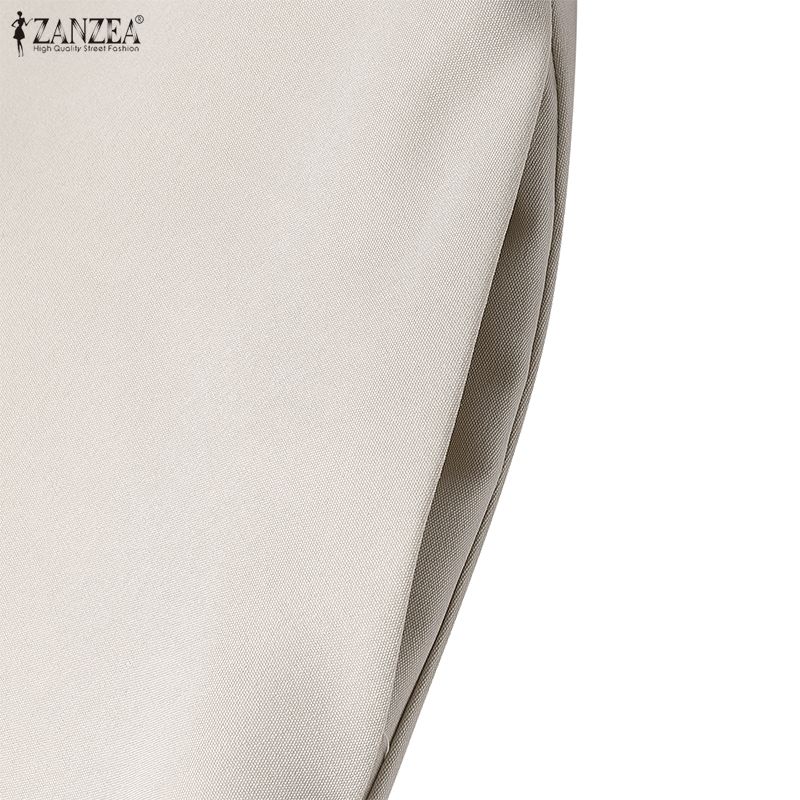 ZANZEA Abito casual da donna a maniche 3/4 e girocollo a tinta unita