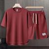 Mannen Koreaanse Mode Wafel Tweedelige Set Zomer Korte Mouwen T-shirt En Shorts Losse Sets Mannen Designer Kleding trainingspakken