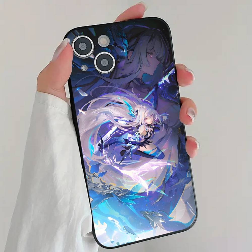 S-Skirk Anime Game G-Genshin I-Impact Phone Case Cool Black Silicone Soft For IPhone 16 15 14 13 12 11 X XR Plus Pro Max Plus
