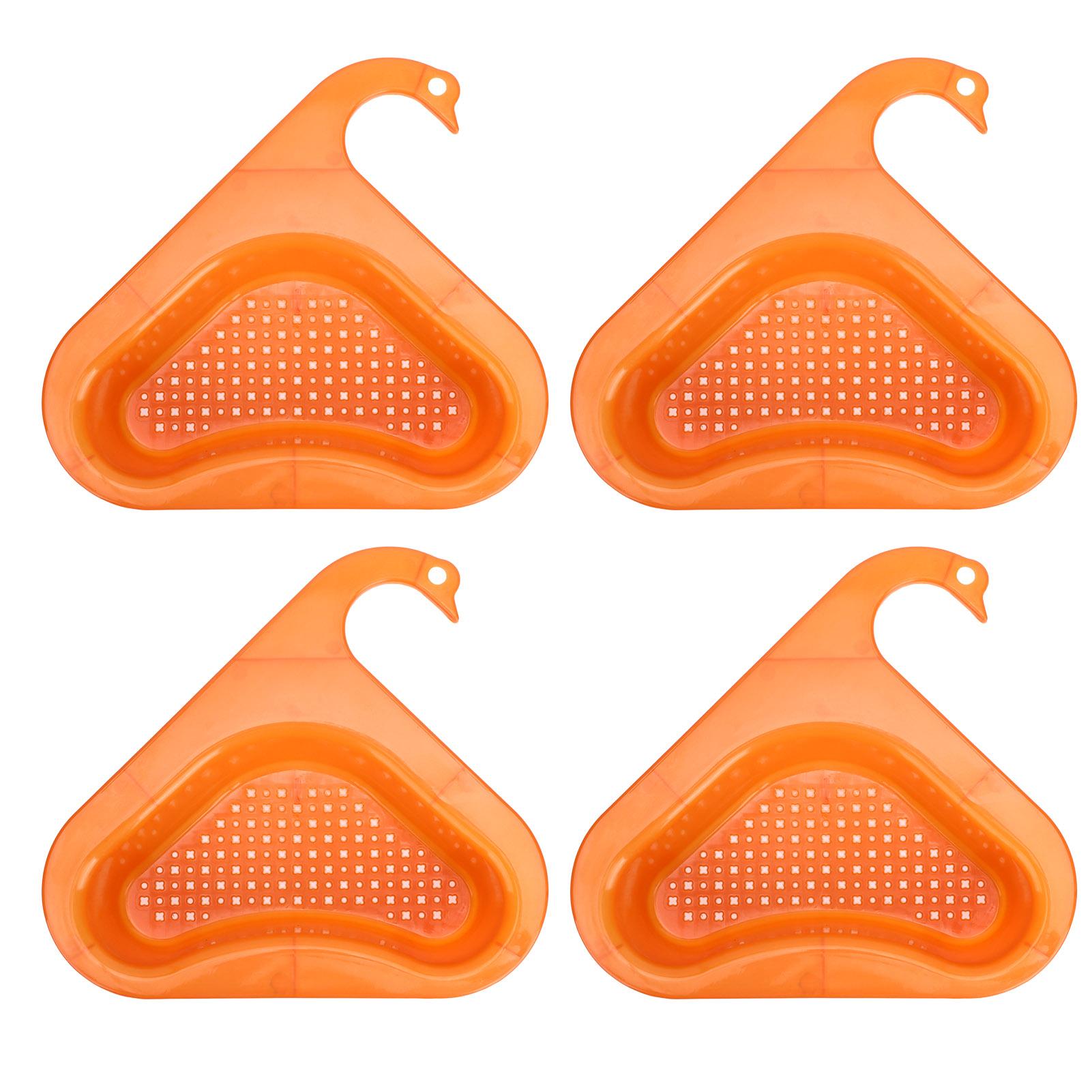 

4 шт. Корзина для слива Многофункциональная треугольная корзина-дуршлаг для раковины для мыла, зубной щетки, губки оранжевый