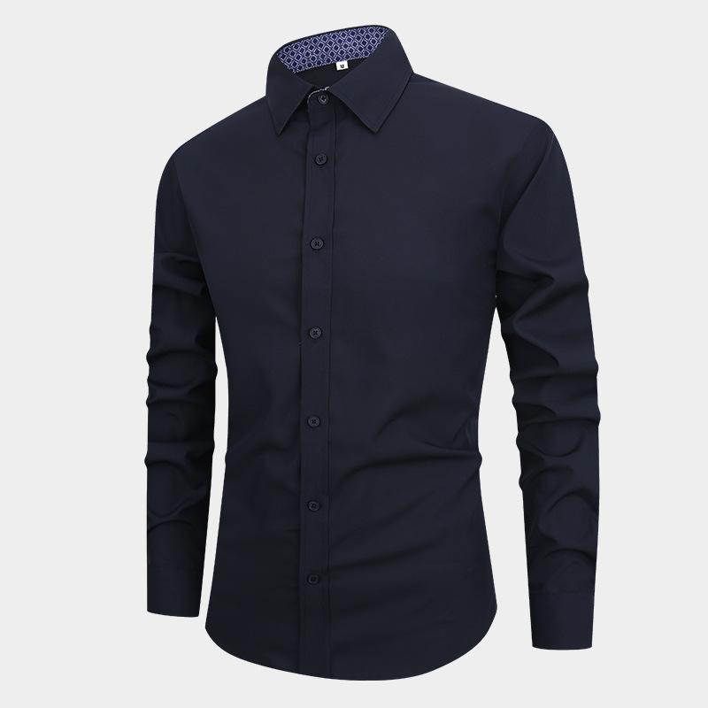 New Men's Shirt Solid Color Long Sleeve Men's Shirt Casual Simple Slim Business Fashion Shirt Men's Clothing