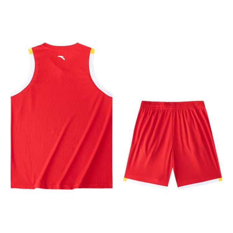 Anta Color Block V-Neck Pullover Vest And Straight Leg Shorts Casual Sports Set Men Sets Rich-Red Pure-White 952421203-8