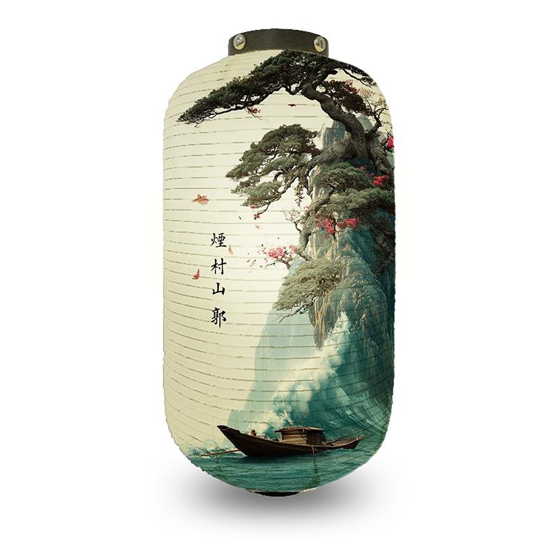 Chinese Pine Tree Scenery Pattern Lantern Outdoor Traditional Cylinder Lantern Wedding New Year Festival Decoration Lantern