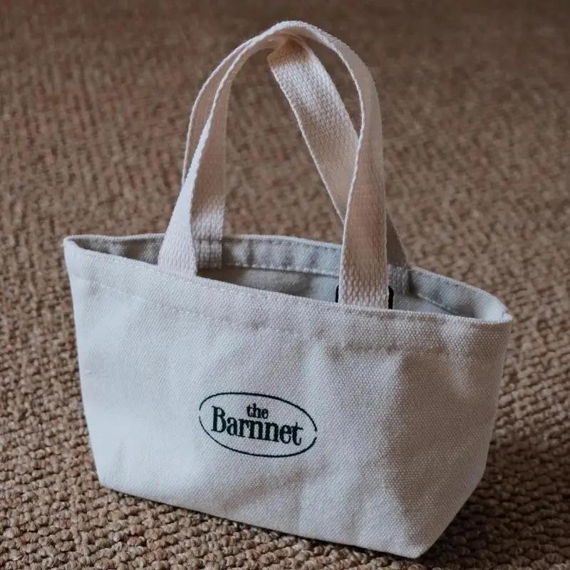 

1Pc Canvas Handbag Small Portable Lunch Box Bag For Work And Outings Versatile Soft Shoulder Bag Open Top Casual-Homeclub