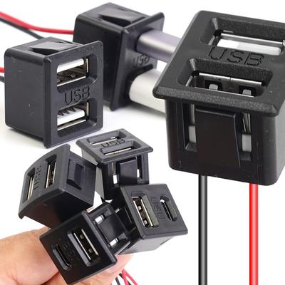 5V 2A Black Double Layer Usb Female Base Type-C Socket and Female Usb Lamp Charging Socket Power Socket with Cable Connector