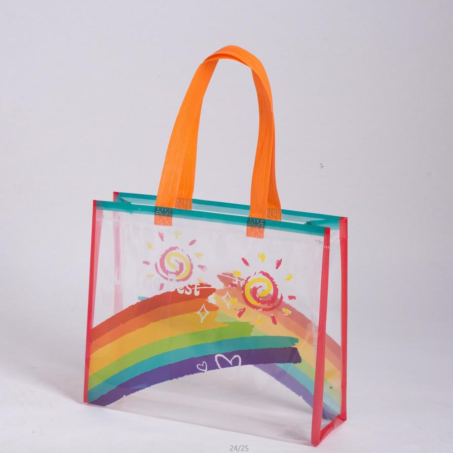 Sacchetto Regalo Trasparente Arcobaleno per il Rientro a Scuola - Ispessito per Libri e Vestiti, Ideale per lo Shopping dei Bambini e Regali di Compleanno