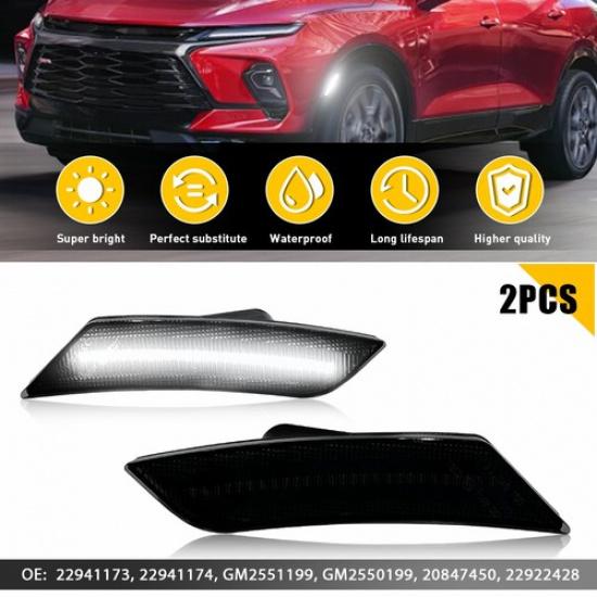 2x Smoked LED Side Marker White Blinker Light Fit 2017-24 Cadillac XT5 22941173