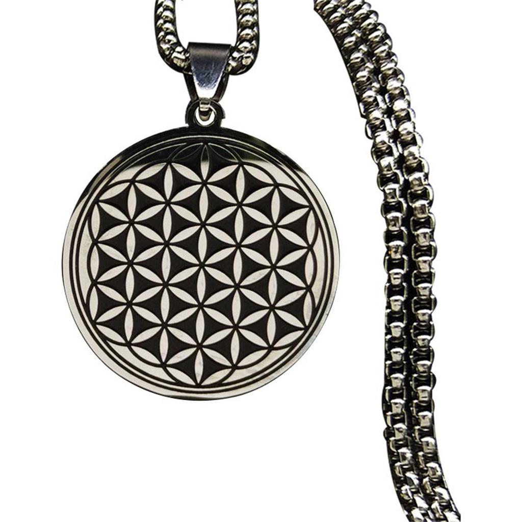 Einfacher runder Ring Anhänger Blume des Lebens Heilige Geometrie Schlüsselbein Kette Halskette