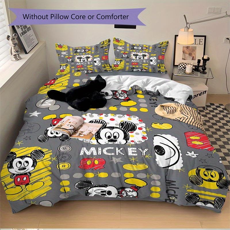 3pcs Mickey Bedding Set, Including 1 Quilt Cover and 2 Pillow Shams, Without Filling, Soft and Comfortable Home Bedroom Fabric, Fashionable