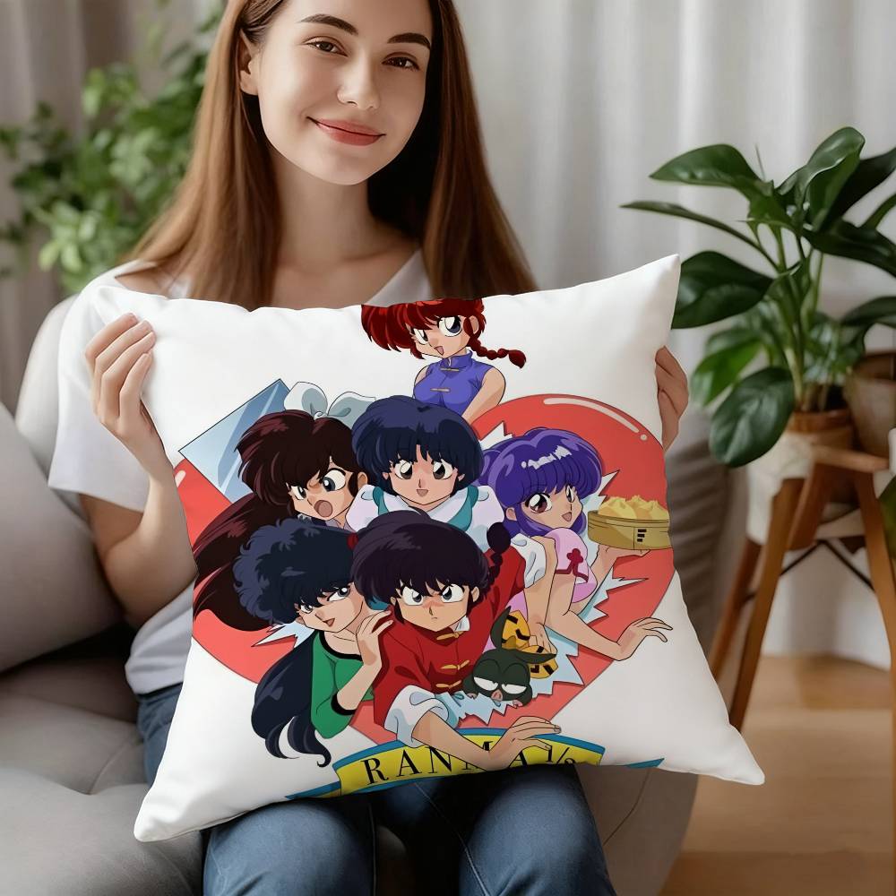Poszewka na poduszkę z postacią P-chan z kreskówki Ranma Dekoracyjna poduszka na sofę do domu Dwustronny nadruk Krótki plusz Poszewka na poduszkę Prezent świąteczny