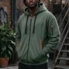 Men's Zip-Up Hooded Jacket with Multiple Pockets Athletic Casual Top for Daily Wear