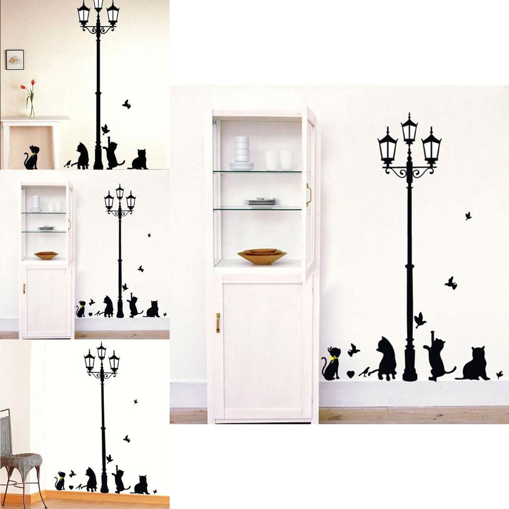 Quality Home Decor Wallpaper Pvc Wall Stickers With Cartoon Animal Butterfly And Cat Design**