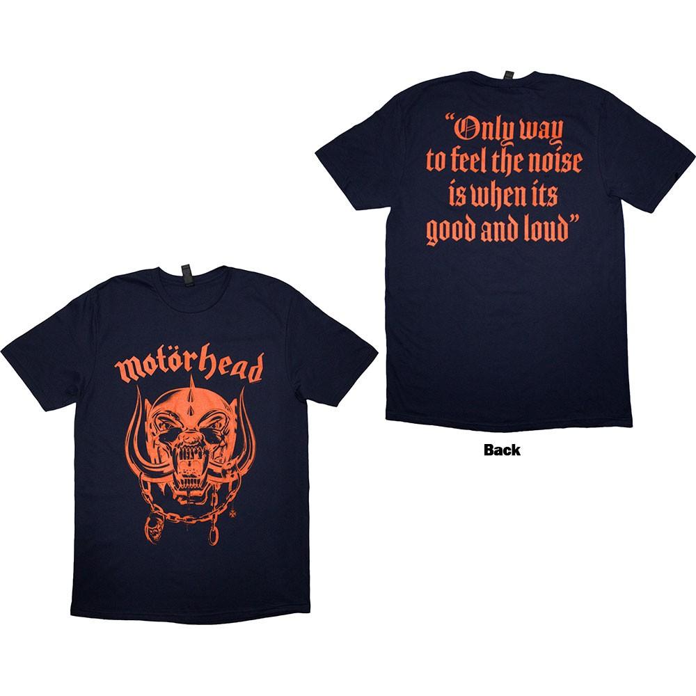 Унисекс футболка Motorhead: Хорошо и громко (Темно-синий) (Назад Печать) (большой) XL