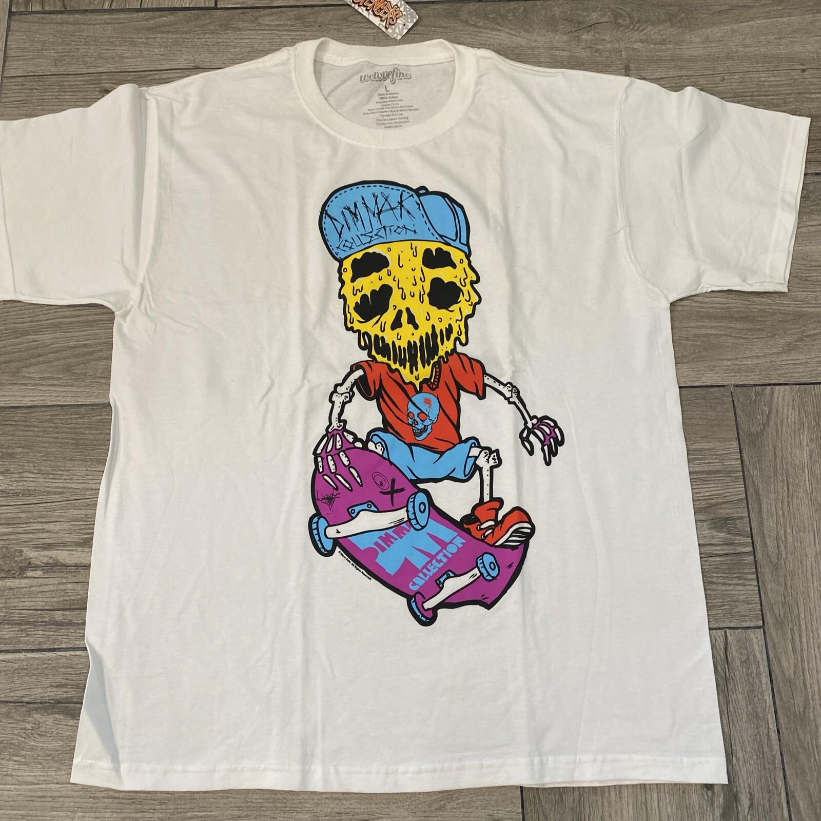 Sz Large Steve Aoki WELOVEFUN 2013 Skater Skull T-Shirt Adult Tee New old Stock S разноцветный