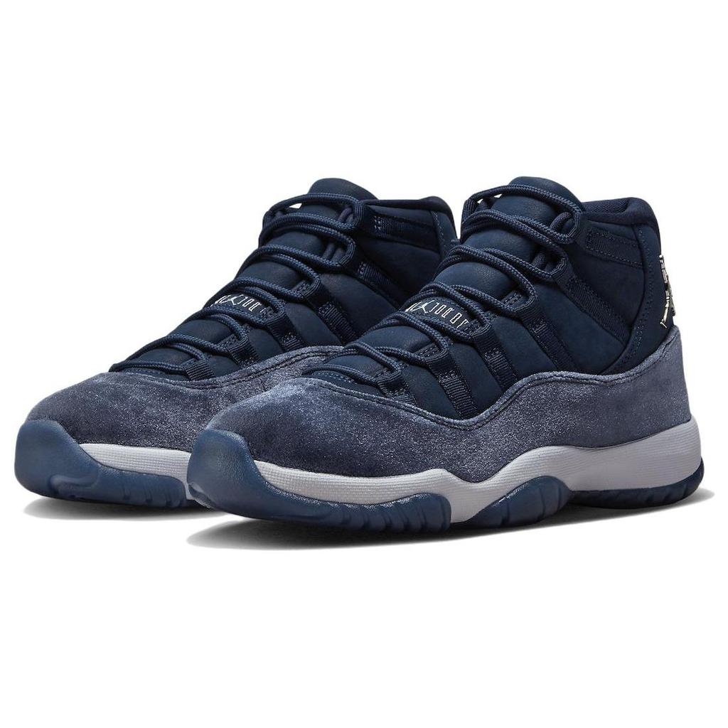 Air Jordan 11 Retro Midnight Navy Velvet Women Sneakers Blue Metallic-Silver White AR0715-441
