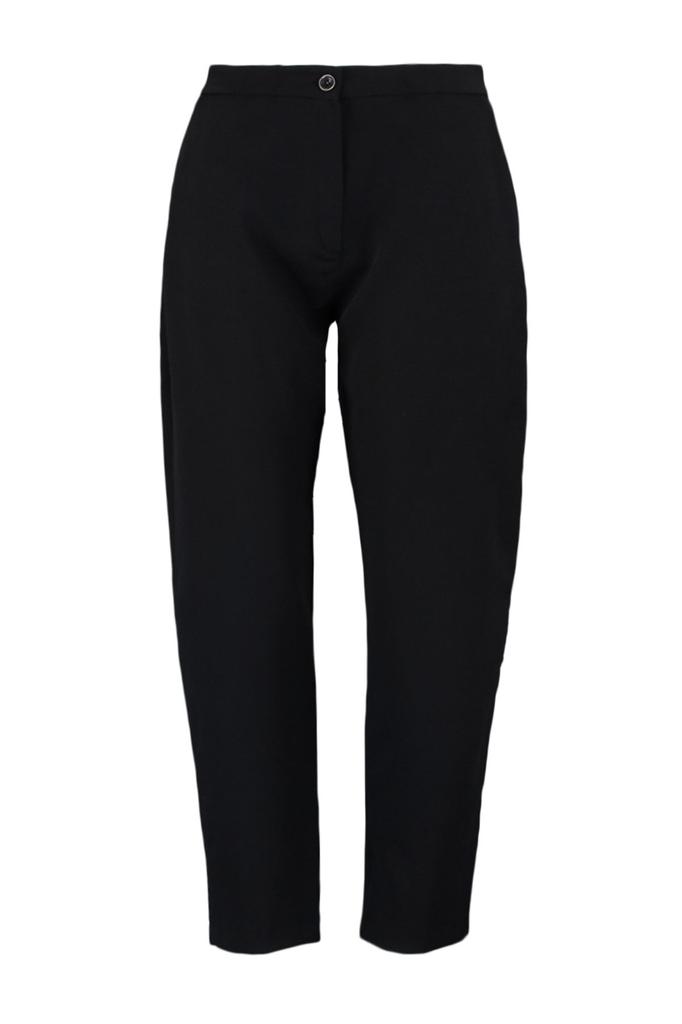 Damskie spodnie plus size z czarnej tkanej tkaniny