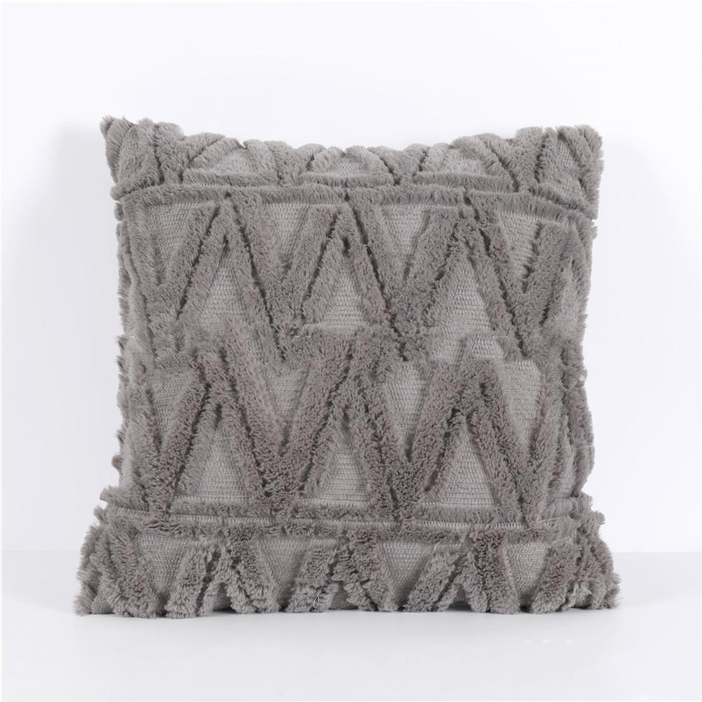 Plush Pillowcase Rhombus Geometric Embroidered Pattern Simple Solid Color Home Car Winter Sofa Cushion Cover 40x40cm/50x5cm