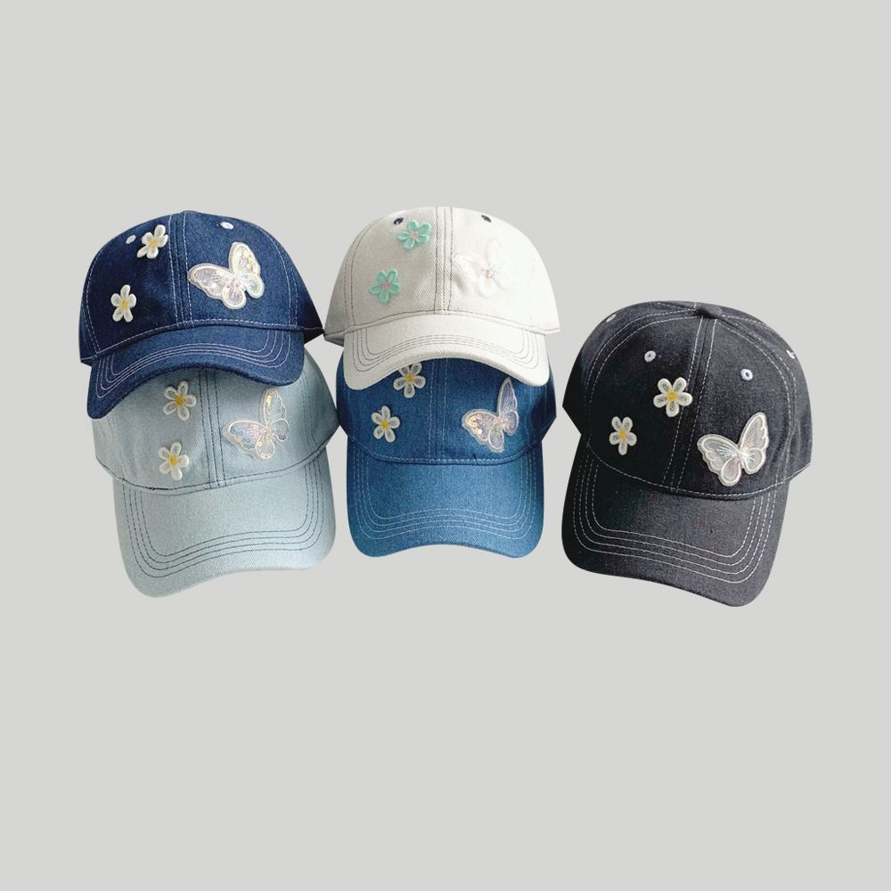 Korean Bowknot Flower Embroidery Baseball Caps Women Girl Cute Plum Outdoor Sun Visor Hats Adjustable Sports Peaked Cap
