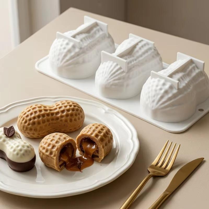 Stampo in Silicone a Forma di Arachidi Caffè Ceans per Torta Mousse Resistente alle Alte Temperature Facile da Sformare per Cottura Fai da Te Dessert