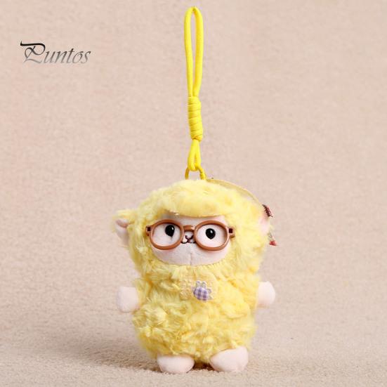 Aesthetic Keychain Gift Plush Sheep Doll Pendant for Bags And Keys, Soft Curly Stuffed Animal Waxy with Bow Glasses Accessories, Cute Hanging Ornament