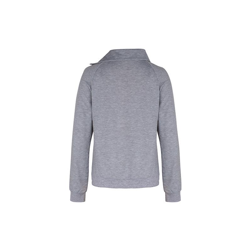 Spring and Autumn Women's Sweatshirt Blouse Solid Color Comfortable Casual Long Sleeve Lapel Sweatshirt