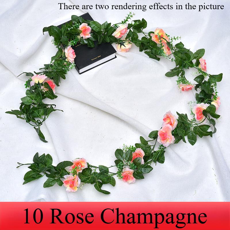 Silk Artificial Rose Vine Hanging Flowers for Wall, Rattan Fake Plants Leaves Garland, Wedding Home Garden Arch Decoration