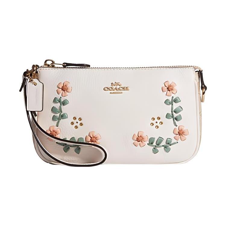 New COACH Nolita Cow Leather Detail Mahjong Bag Shoulder Bag Handbag Shoulder Bag Wrist Bag Small Size Women's White C9924-IMOTV