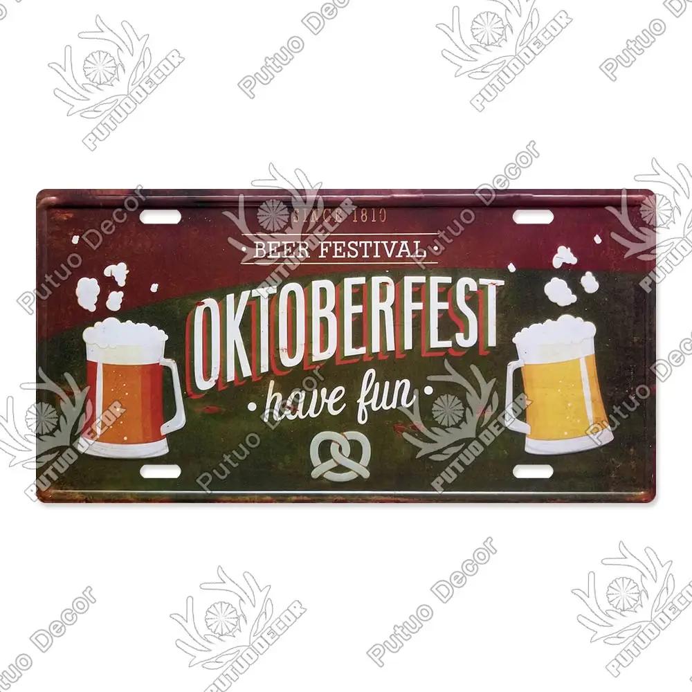 Putuo Decor Bier Metallschild Blechschild Plakette Metall Vintage Nummernschild Dekoration für Bar Pub Man Cave Wohnzimmer Wanddeko