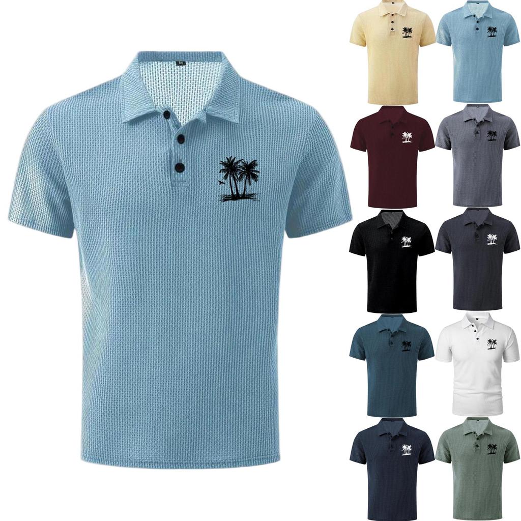 Men's Summer High-End Mesh Ice Silk Short Sleeve T-Shirt Breathable Lightweight Polo Shirt with Embroidered Design Suitable for Casual Wear