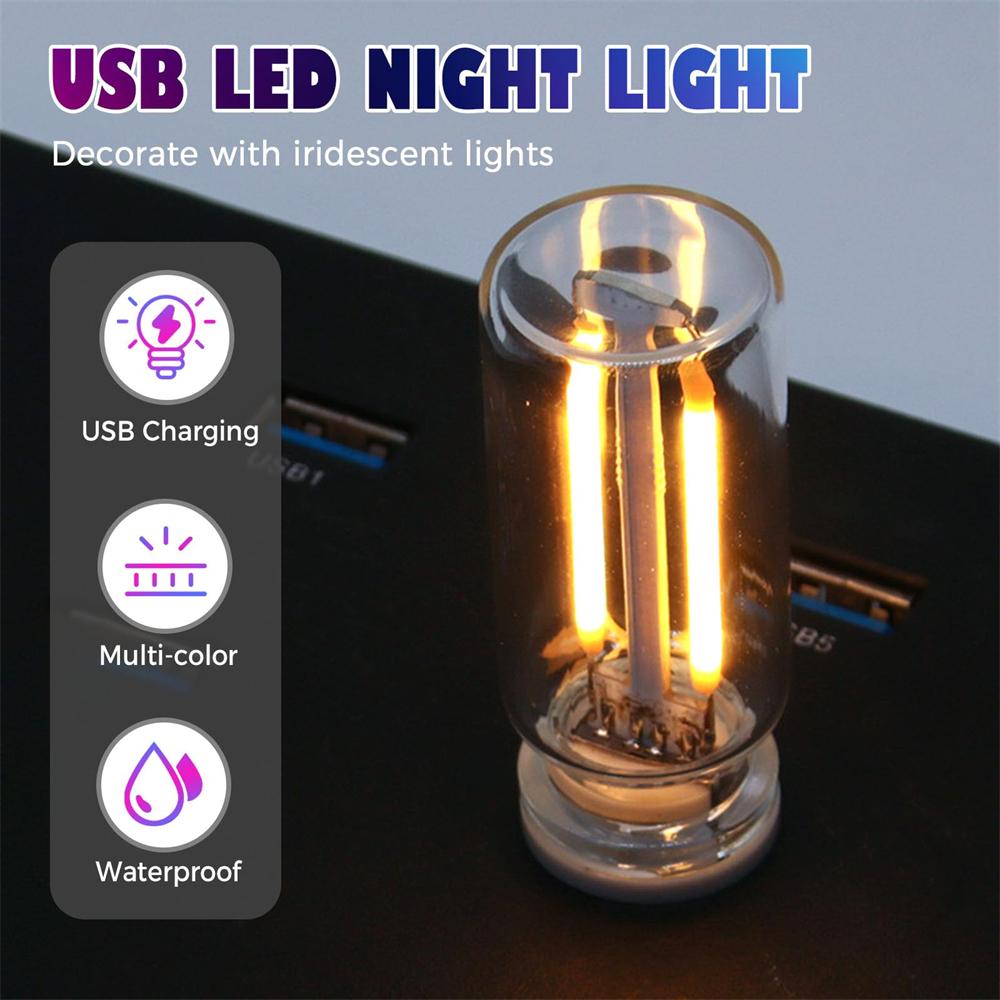 2PCS USB Car Interior Lights Wilress Neon Atmosphere Night Light Retro-Inspired Glass Bottle Touch LED Mood Lamp