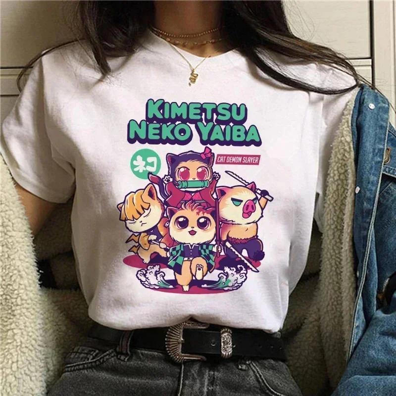 Demon Slayer T Shirt Women Tshirt Female Tanjirou Kamado Graphic Tee Shirt Japanese Anime Manga T-shirt Streetwear Tops Tees