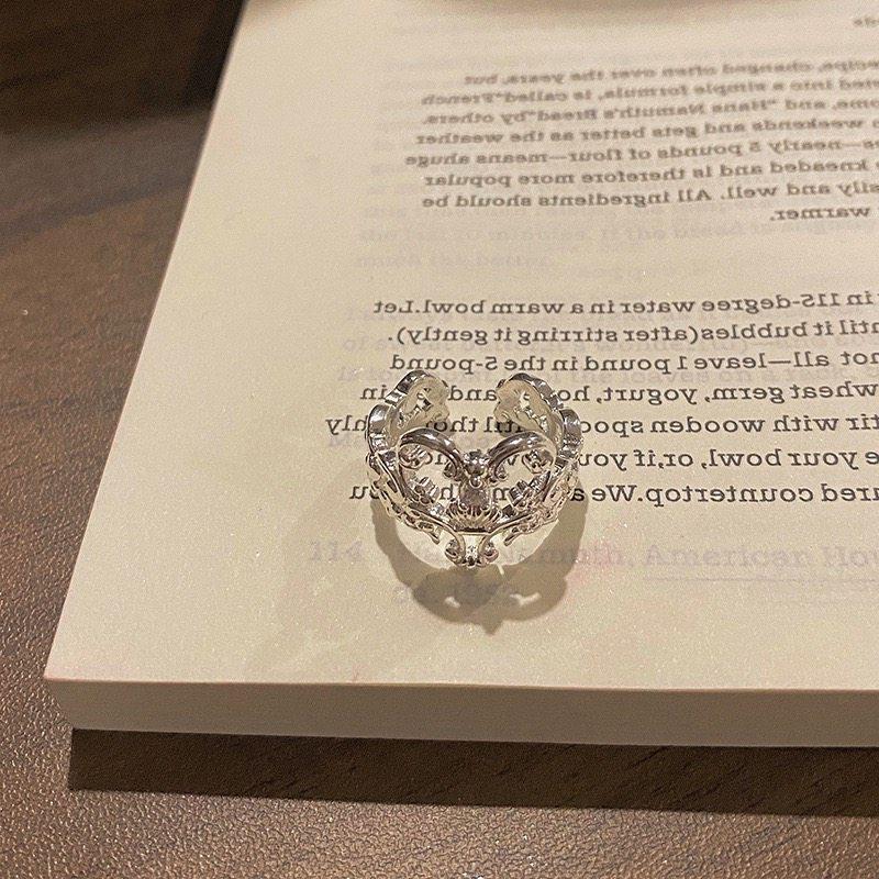 Chic 3D Snowflake & Heart Flower Open Ring – Versatile Stackable for Women