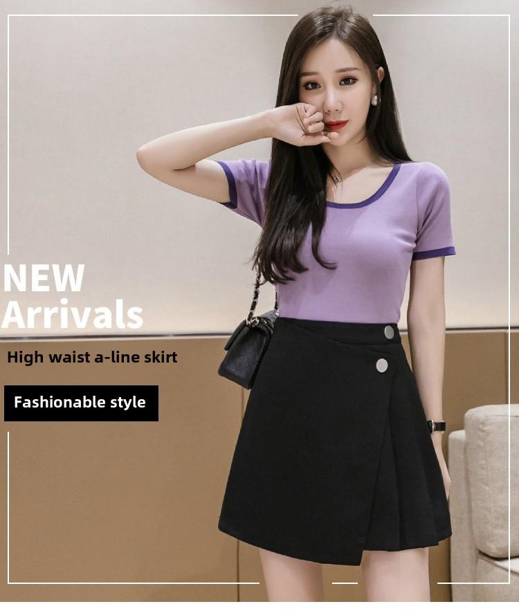 High Waist A-Line Skirt - 2024 Spring/Summer Korean Plus Size Trend, Slimming & Stylish Short Skirt for Women