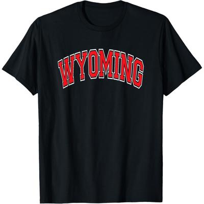 Wyoming Arched Red Text T-Shirt