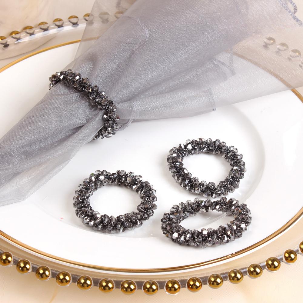 

12Pcs Crystal Beaded Napkin Rings Cloth Napkin Holder Buckle Serviette Ring Table Setting Decoration for Wedding Christmas Party