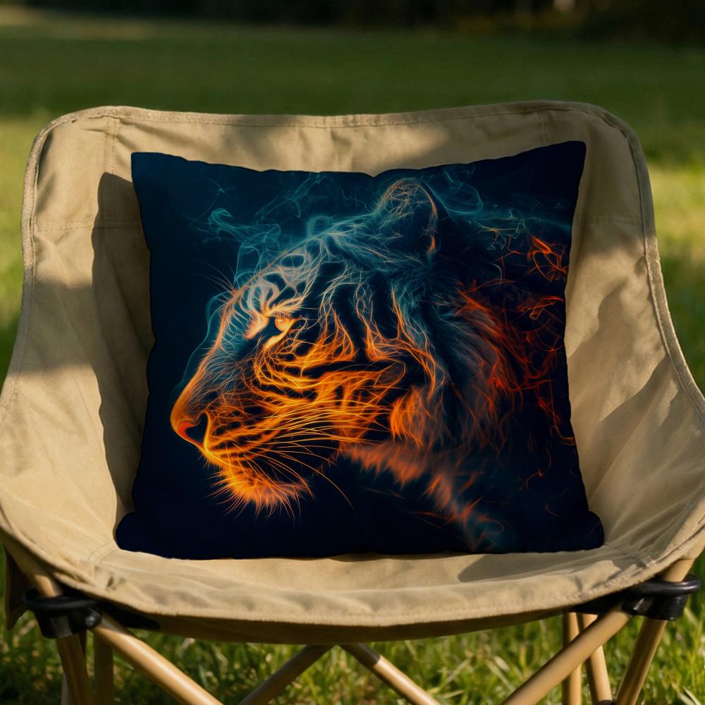 Tiger Animal Print Cushion Cover Soft Reversible  Durable Pillow Cover  MultiScene Use for Home  Car Daily Comfort