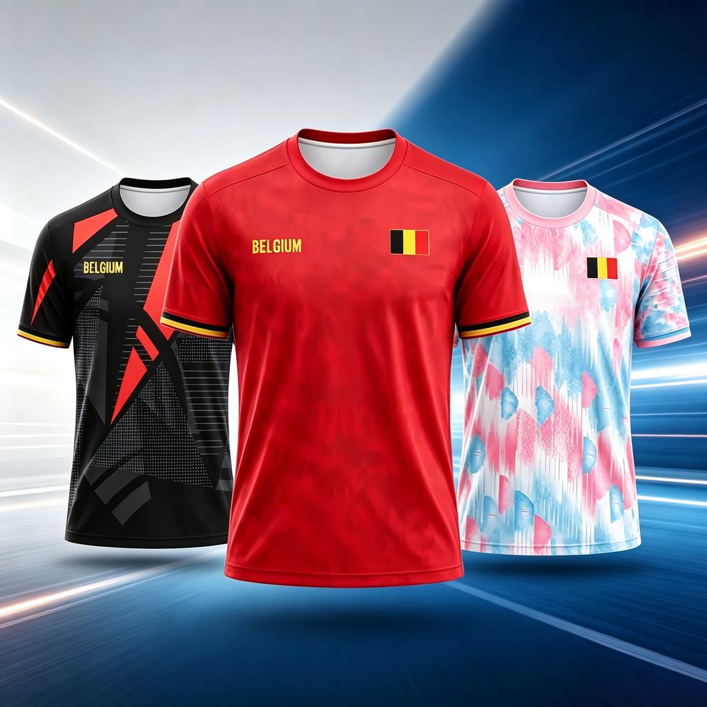 2026 New Belgium Flag Print Soccer Jersey Summer Men's Quick-Drying Breathable Soccer Training T-shirt Unisex Casual Sports Top