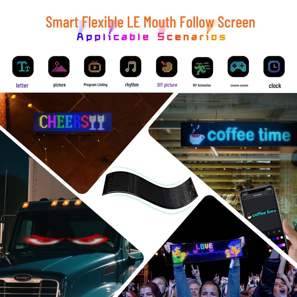 Truck Eye LED Bluetooth Dynamic Light Screen - Flexible Car Decoration