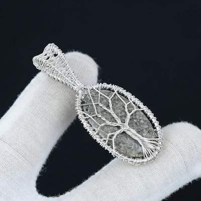 Pendente Corallo Stingray Pietra Preziosa, Pendente Fatto a Mano in Argento Sterling 925, Gioiello Naturale Avvolto a Filo, Gioiello Albero della Vita Avvolto a Filo