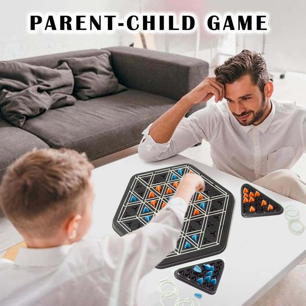Chain Triangle Chess Game, Rubber Band Geoboard Game, Strategy Board Games, Family Night Games for Kids and Adults, 2 To 4 Players