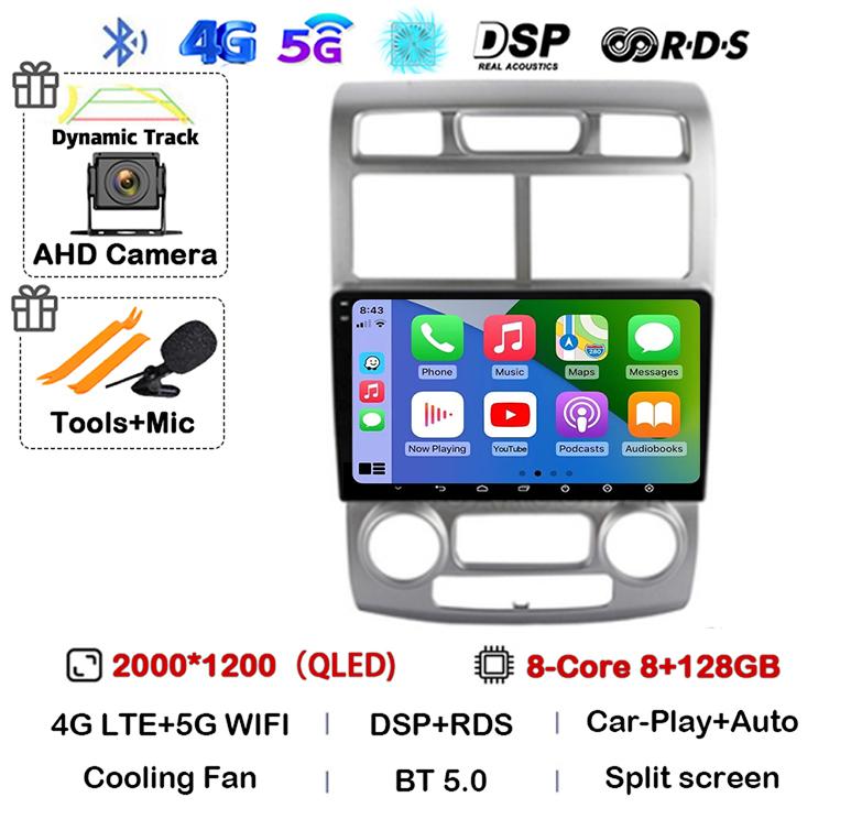 Android 14 Auto Carplay Car Radio For Kia Sportage 2 2004 2005 2006 2007 2008 2009 2010 Multimedia Player Stereo GPS WIFI+4G DSP