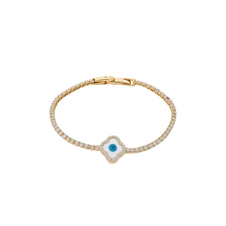 Elegant Geometric Zircon Mother-of-Pearl Flower Bracelet: Luxury Hand Jewelry for Women