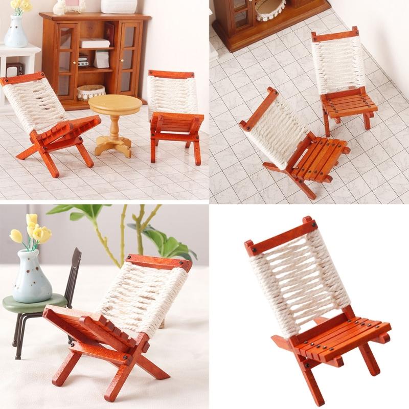 Doll House Zakka Chair Model Realistic Dollhouses Folding Chair Realistic Play Chair Realistic 1:12 Model Mini Size Toy