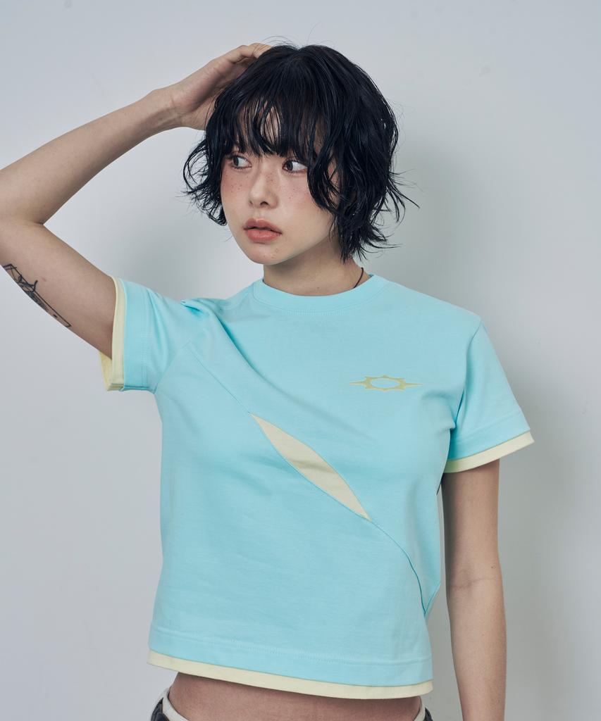 Lujeoseukeulleob Asymmetrical Cut Layered Short Sleeve T-Shirt Mint