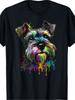 Miniature Schnauzer Dog Face Graphic T Shirt Colorful Pet Lover Tee
