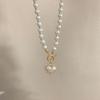 Elegant Pearl Necklace For Women Heart Pendant Necklaces Luxury Imitation Pearls Chain Necklaces Korean Zircon Girls Gifts