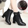 New Autumn/Winter Style Women's Soft Leather Boots with Chunky Heel, High Heel, Waterproof Platform, Fleece Lined