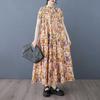 Cotton 2025 Summer Women's Loose Large Size Fashion Printed Long Dresses